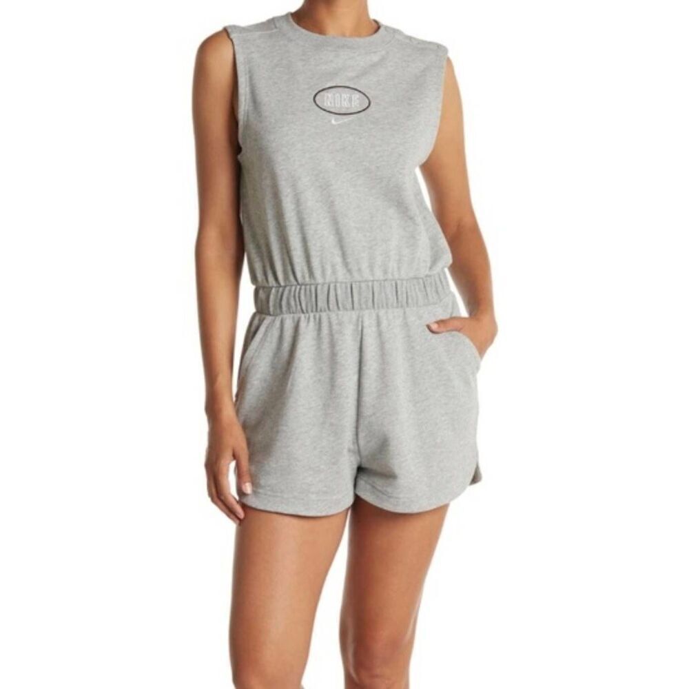 Nike Vasity Heather Grey Romper Jumper Small Athletic Athleisure Lounge Comfy